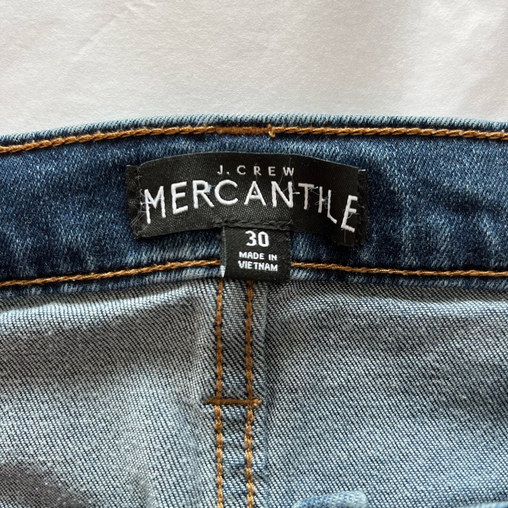 J. Crew Mercantile Skinny Jeans Women's Size 30 Blue Whiskers Mid Rise - Picture 2 of 8